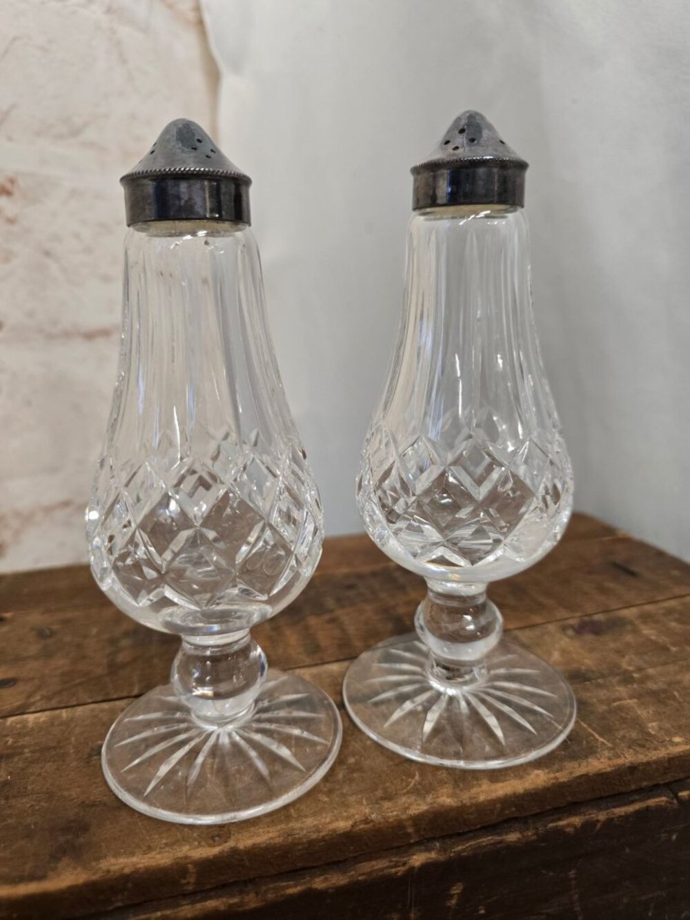 Waterford Crystal Lismore Salt & Pepper Shakers 6.25" Footed Base - Picture 3 of 7